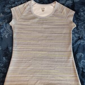 Women's Striped Gray and Yellow Top